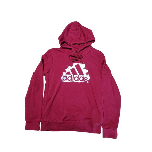Adidas Women's See U Hoodie Metallic Graphic Red Hoodie Sweatshirt Size M - Picture 2 of 6